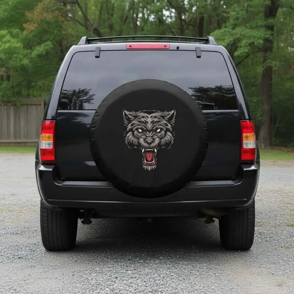 Angry Wolf Designed Spare Wheel Tire Cover